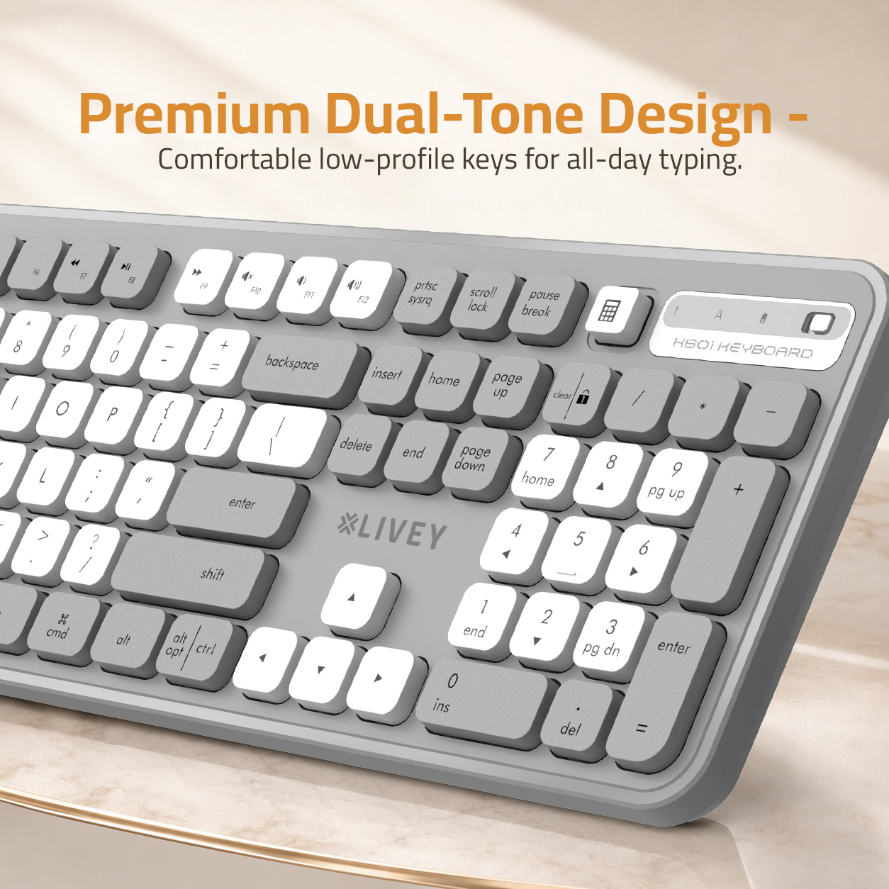 Savvi CB75W premium dual-tone keyboard with low-profile keys