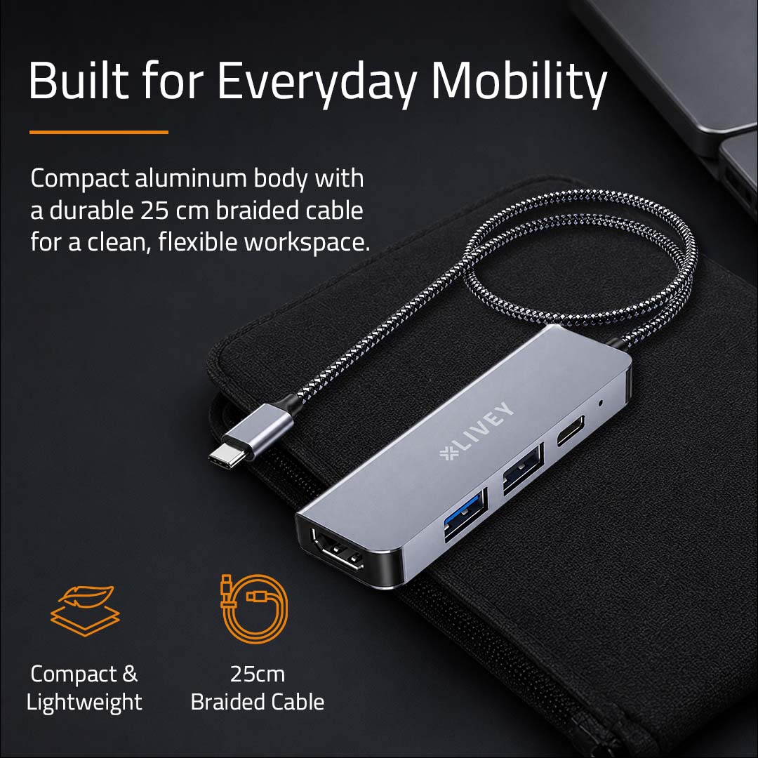 Aurix HB-C410 compact aluminium body and 25-centimetre braided cable