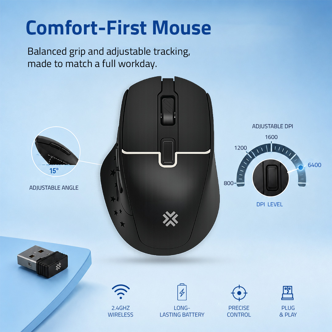 Savvi CB100X adjustable ergonomic mouse with up to 6400 DPI