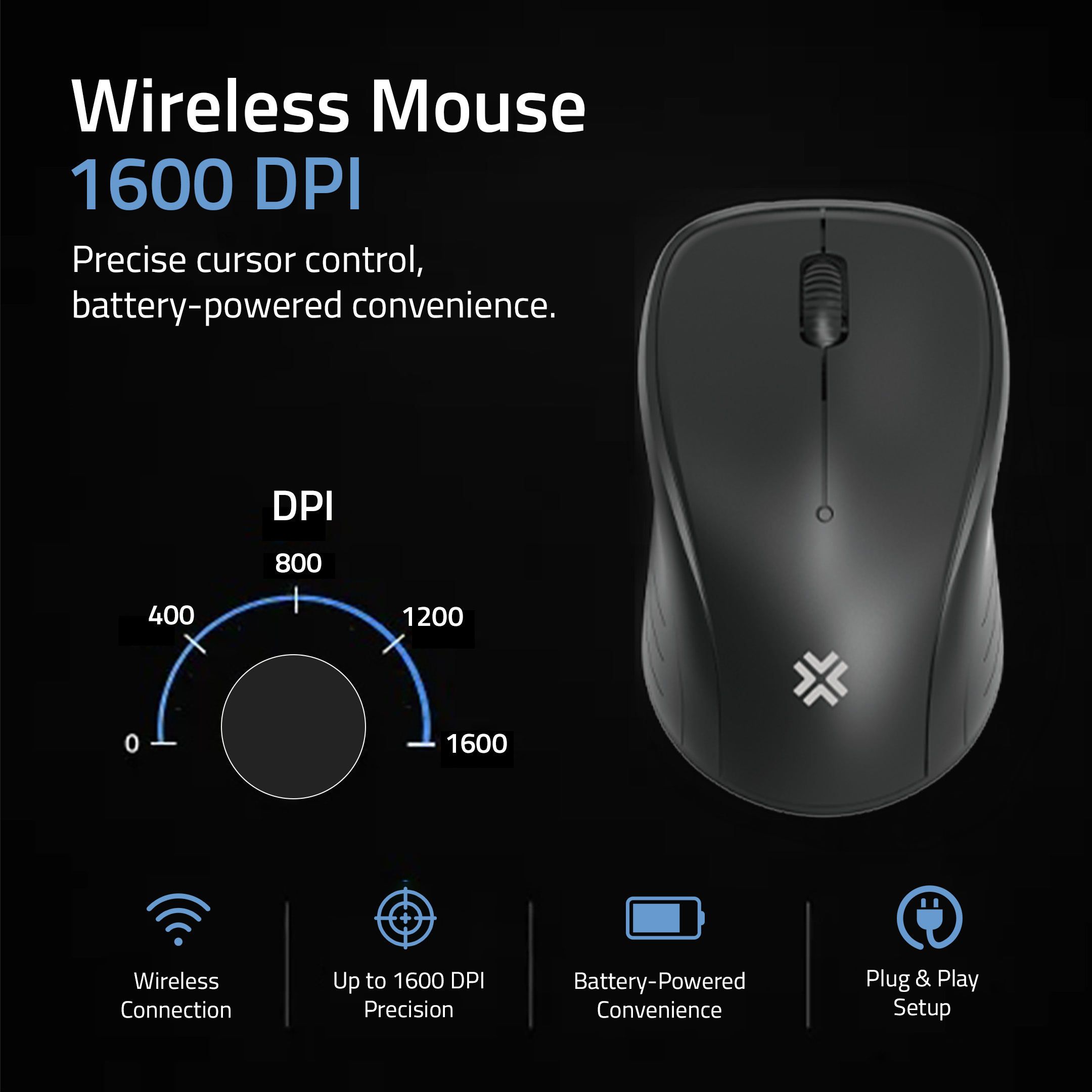Savvi CB50W wireless mouse with up to 1600 DPI