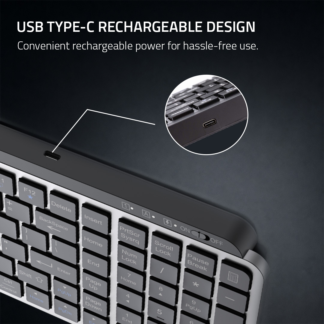 Savvi wireless keyboard with USB Type-C charging
