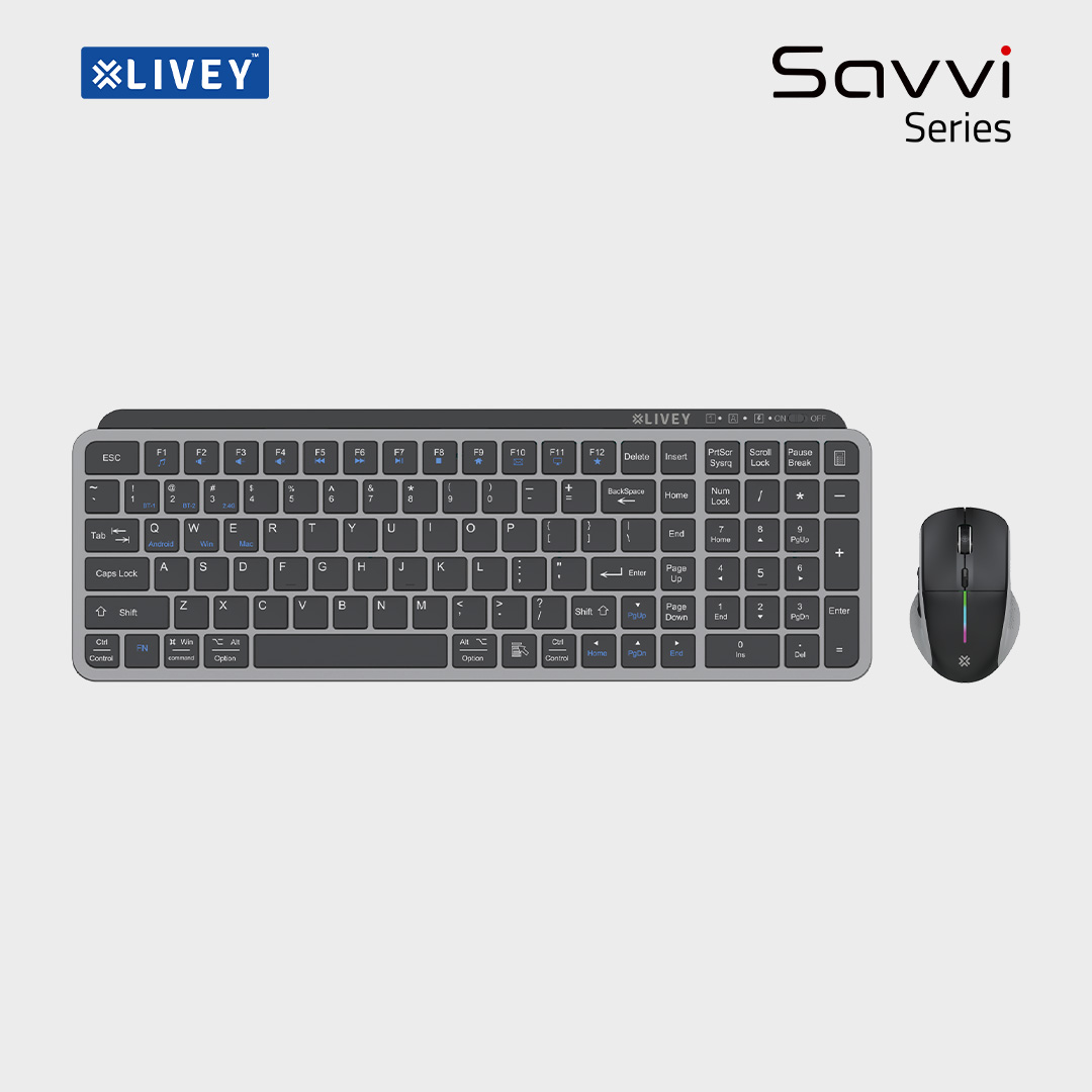 Savvi CB90X full-size wireless keyboard and ergonomic mouse