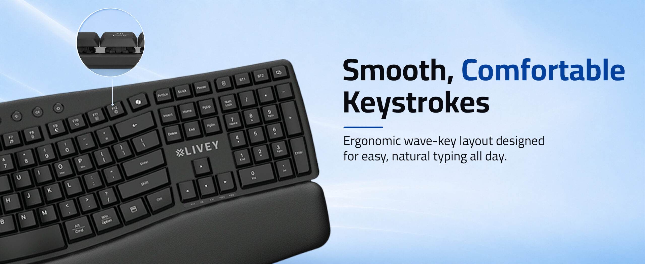 Savvi CB100X wave-key keyboard with smooth comfortable keystrokes