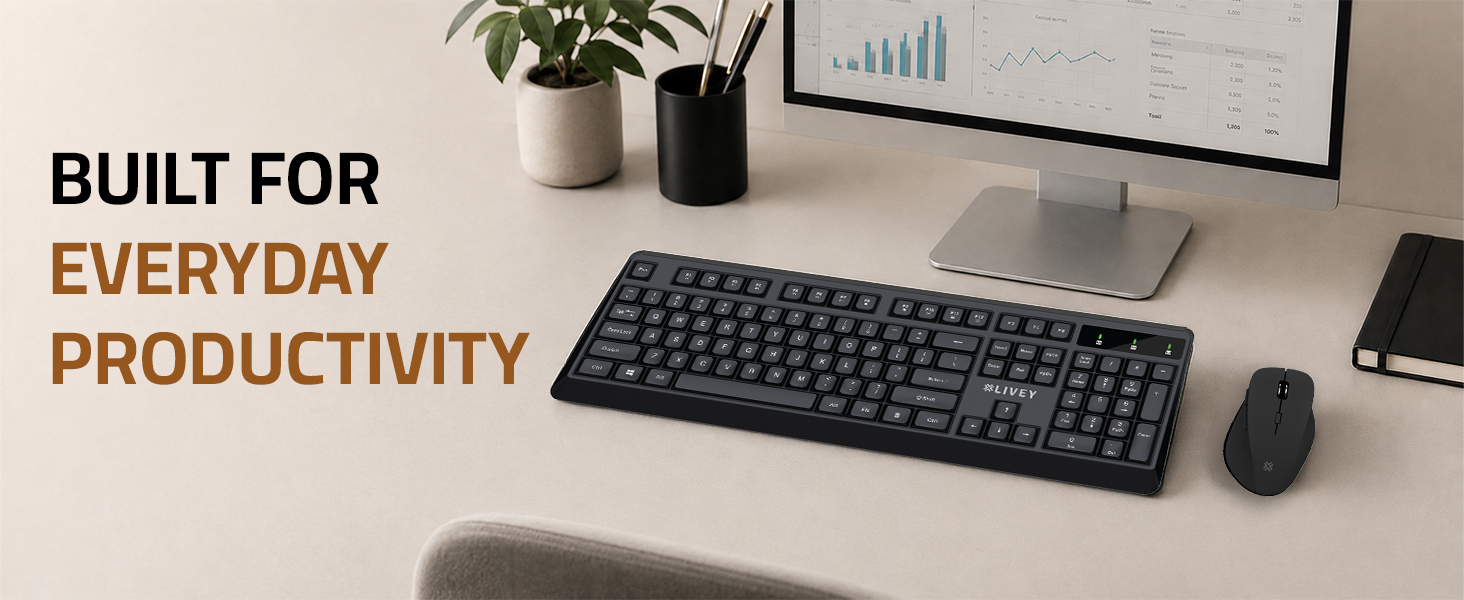 Savvi CB70W wireless keyboard and mouse for everyday productivity